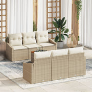 Tuinset poly rattan 7-delig beige