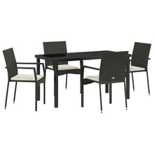 5-Delige Tuin Dining Set Met Kussens Zwart Poly Rattan