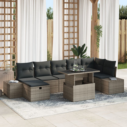 8-Delige Tuin Sofa Set Met Kussens Grijs Poly Rattan