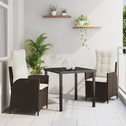 Set Van 2 Bruin Bruin Poly Rattan, Gepoedercoat Staal 2-Persoons