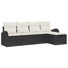 5-Delige Tuin Sofa Set Met Kussens Zwart Poly Rattan
