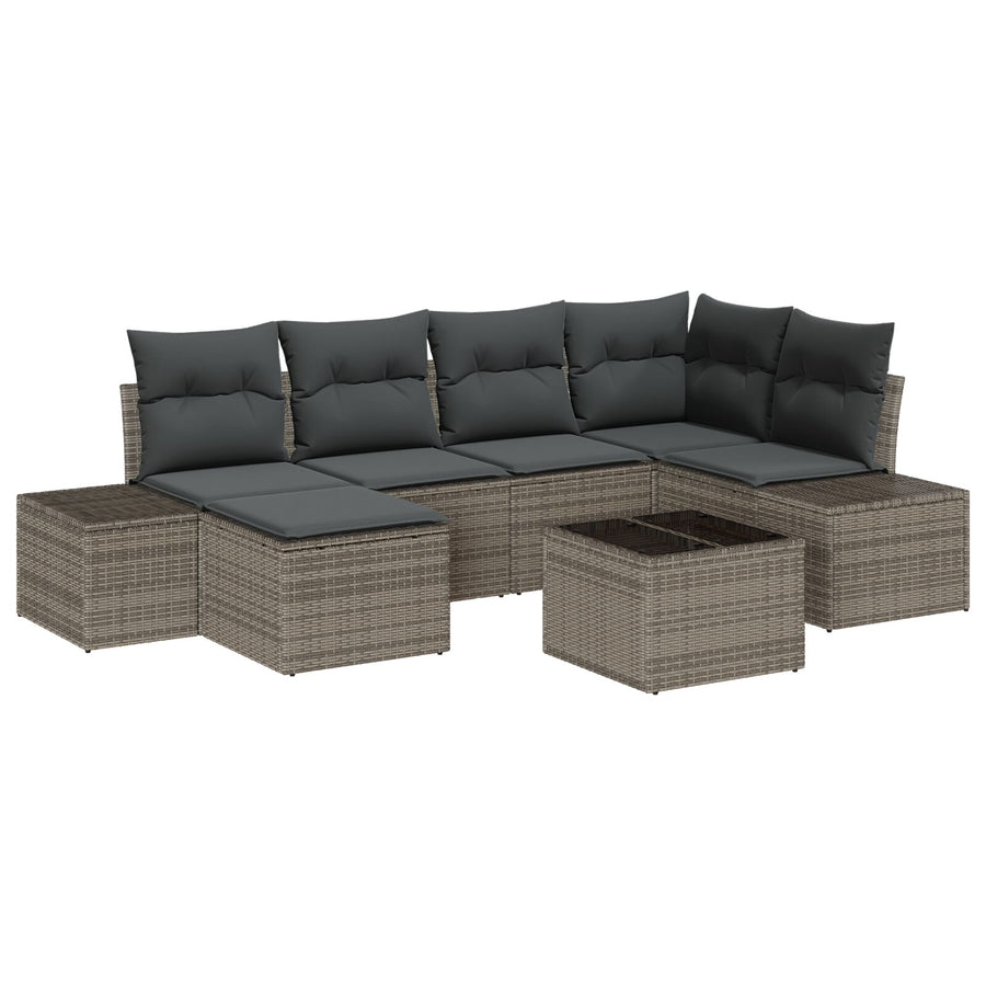6-Delige Tuin Sofa Set Met Kussens Zwart Poly Rattan