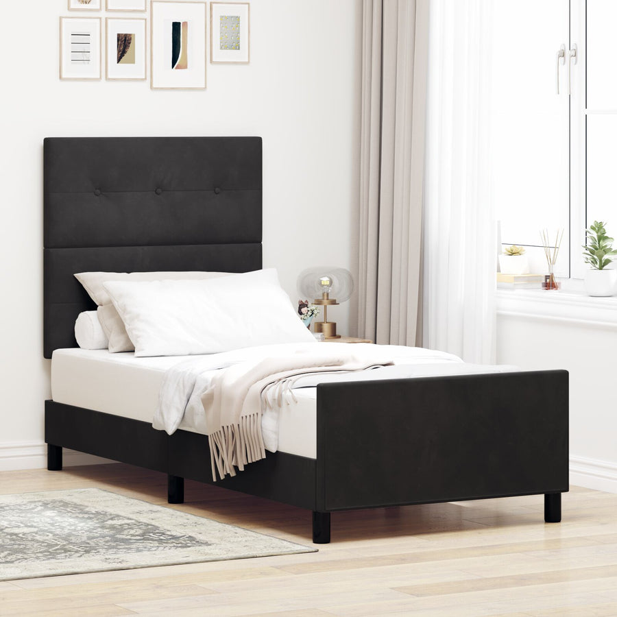 Bed Frame Zwart 90X190 Cm Velvet Crème