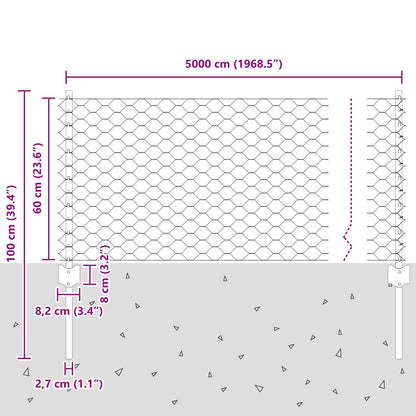 Hekpalen 11 St U-Kanaal 60 Cm Gegalvaniseerd Staal,  Zeshoekig Hek 0,6X50 M Gegalvaniseerd Staal