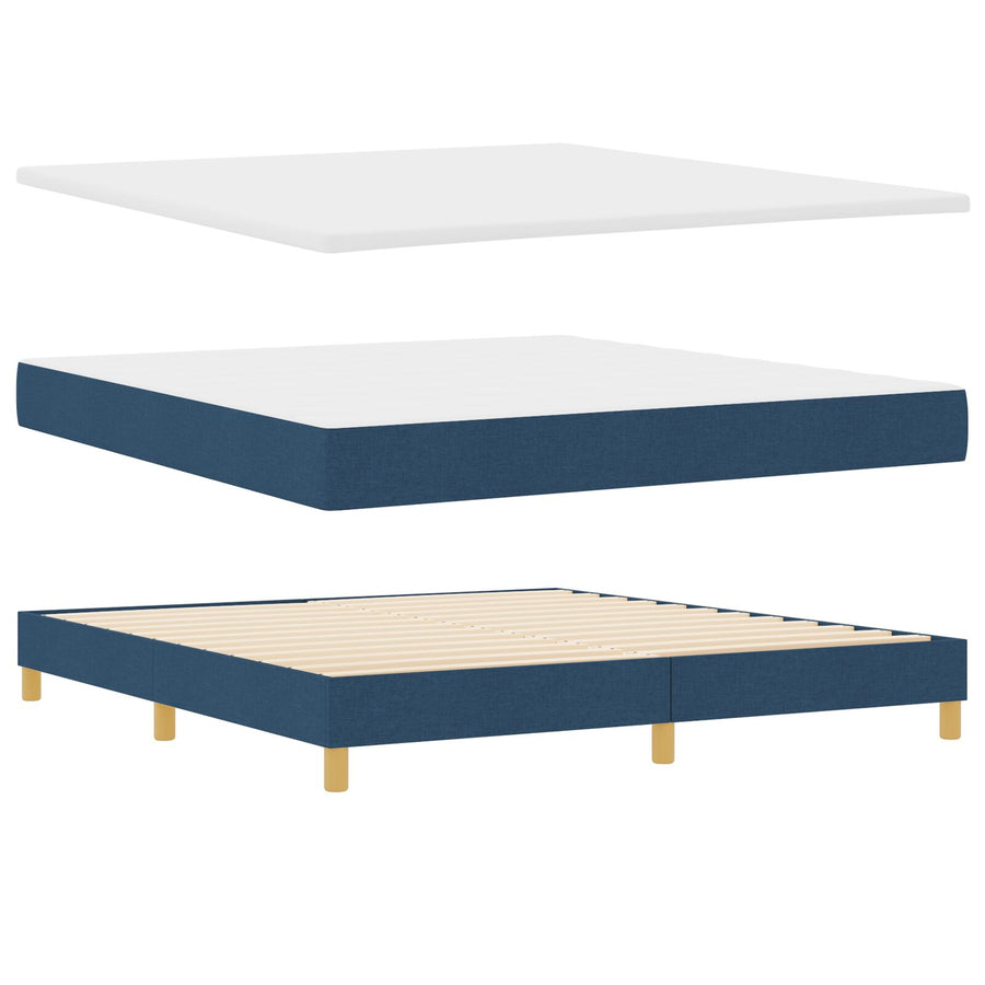 Boxspring Bed Met Matras Blauw 180X200 Cm Stof Crème