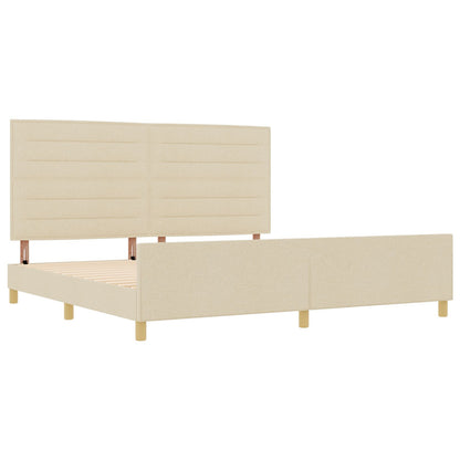 Crème Stoffen Bedframe 200X200 Cm Crème