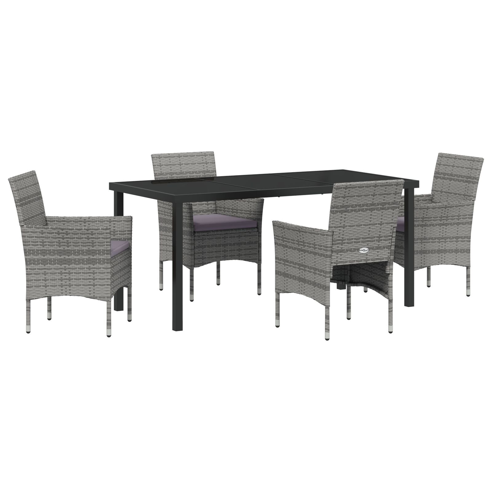 5 Delige Tuin Eetset Grijs Poly Rattan