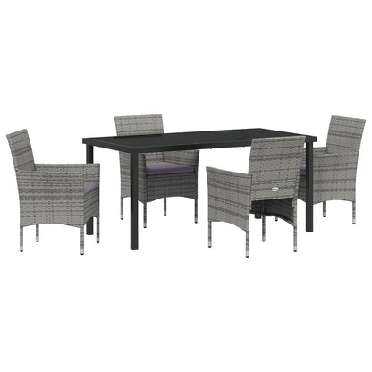 5 Delige Tuin Eetset Grijs Poly Rattan