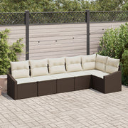 Tuinbankenset poly rattan 6 personen bruin beige