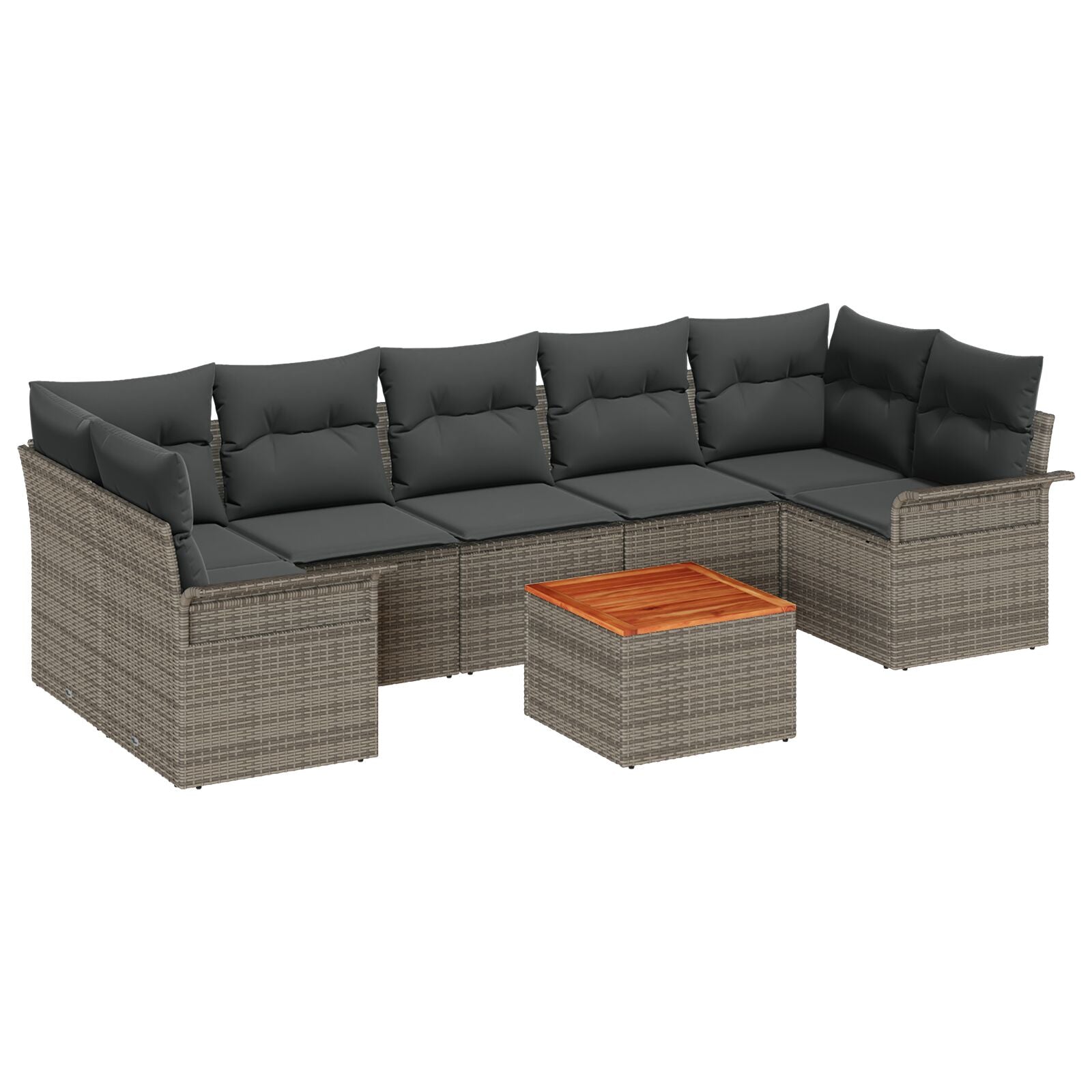 8-Persoons Tuin Sofa Set Met Kussens Grijs Poly Riet Acacia