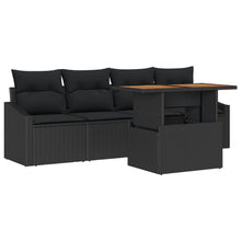 Tuinsofa Set Set Van 5 Zwart Rattan 5-Delige Tuinsofa Set