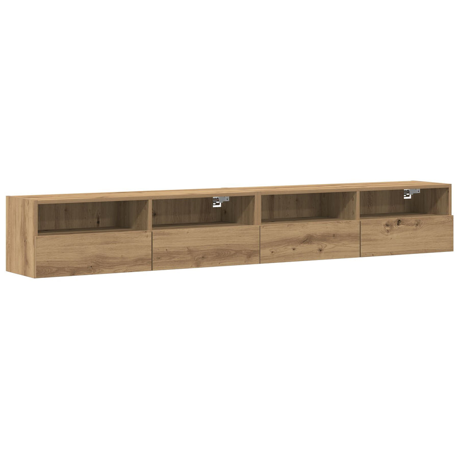 Tv Wandkasten 2 Stuks Bewerkt Hout Artisan eiken