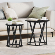Salontafel zwart eiken metaal 45x45x50 cm