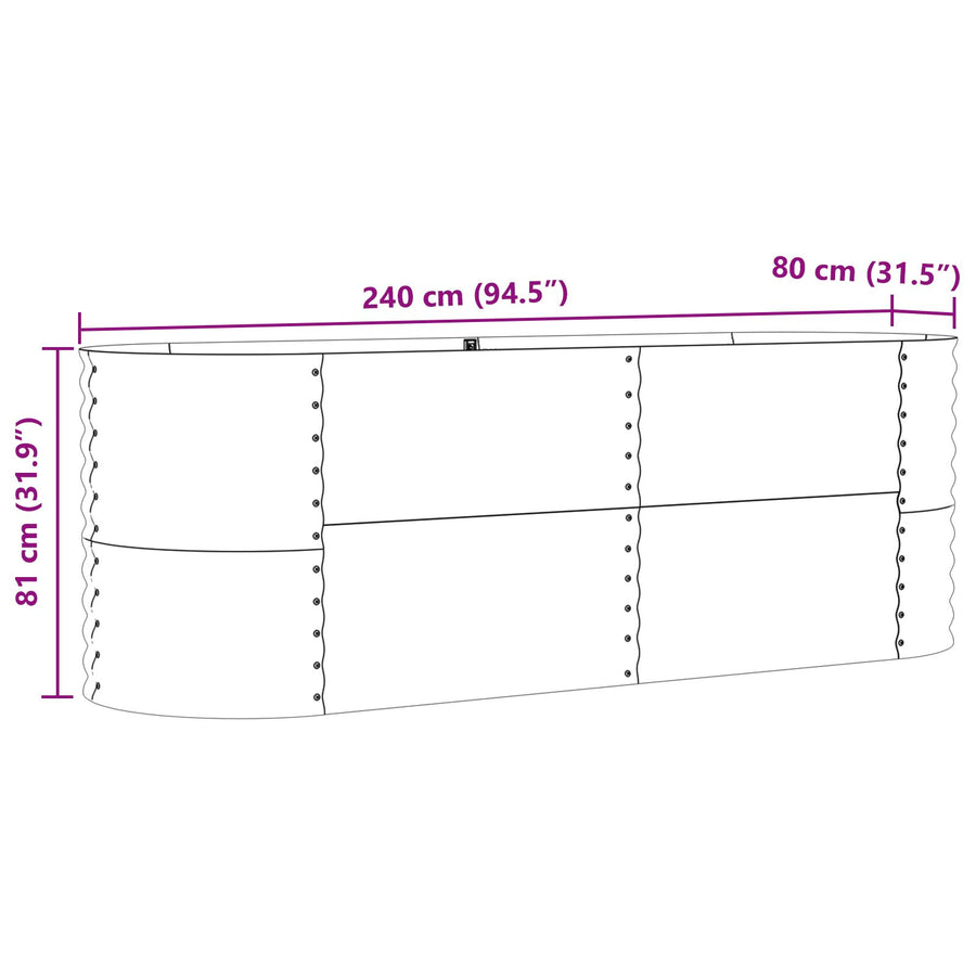Tuin Verhoogd Bed Gegalvaniseerd Staal 240 x 80 x 81 cm Groen