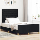 Bedframe 120x200 cm stof zwart met hoofdeinde