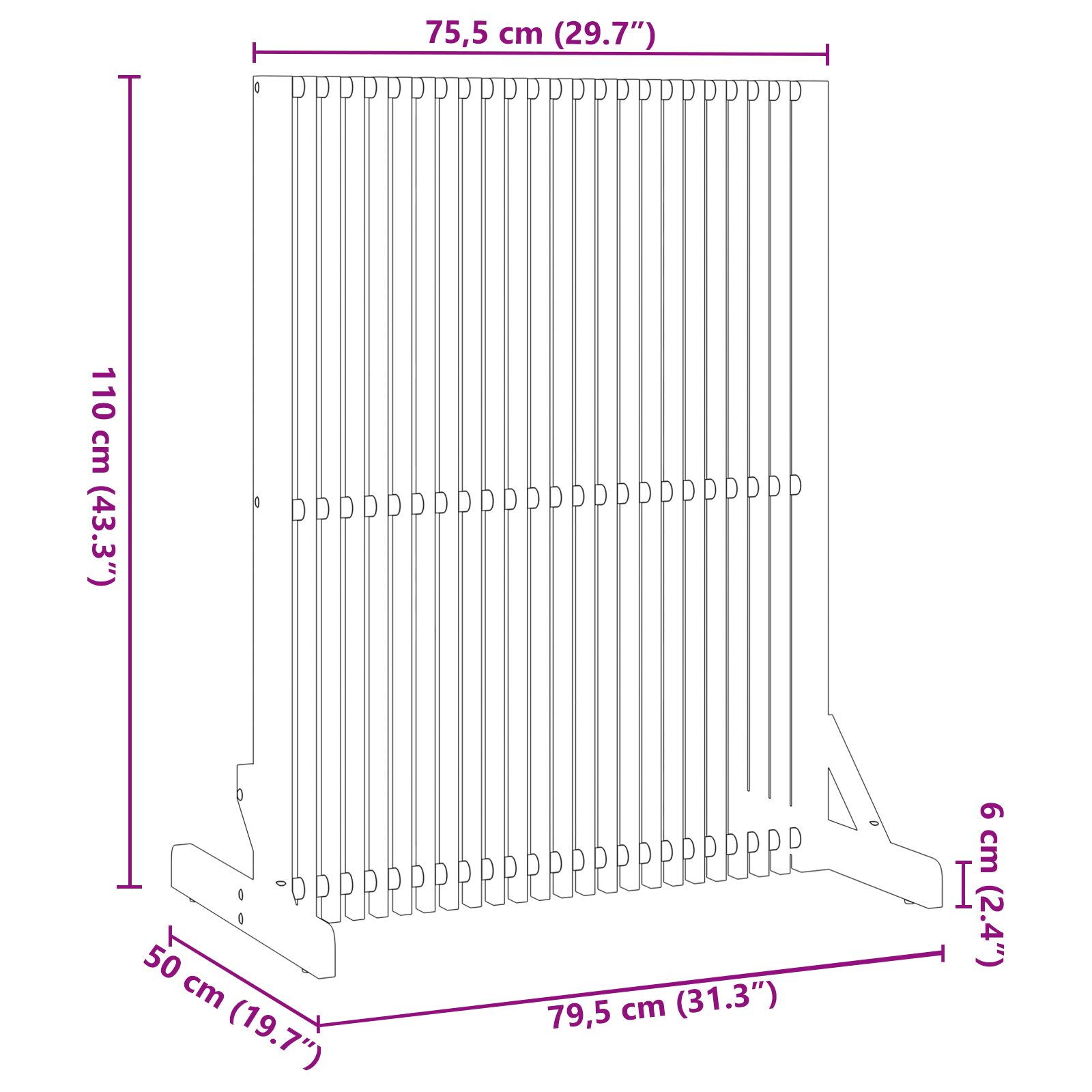 Privacy Scherm Binnen/Buiten Massief Acacia Hout 110 cm