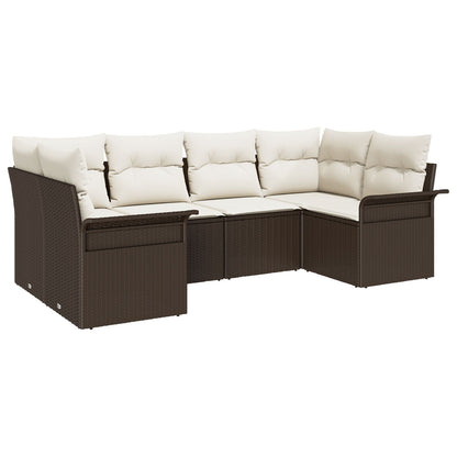 6-Delige Tuin Sofa Set Met Kussens Bruin Poly Rattan