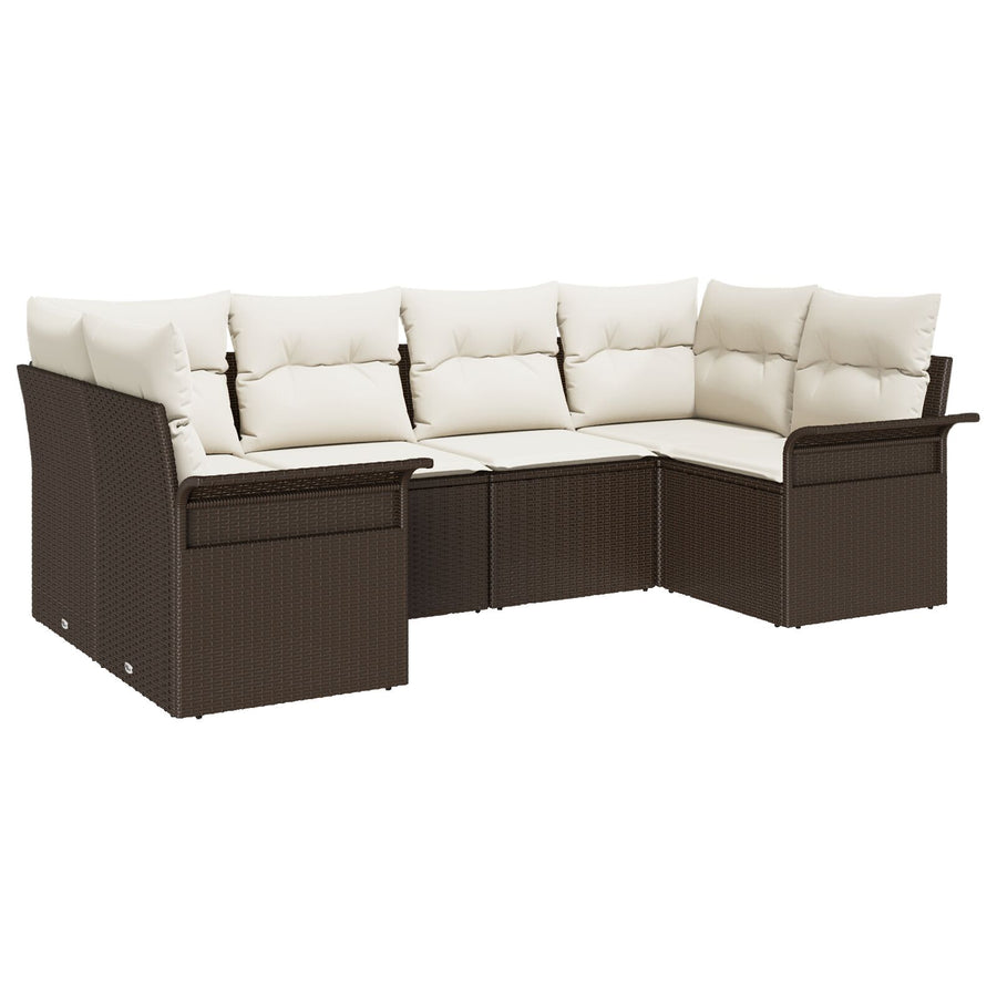 6-Delige Tuin Sofa Set Met Kussens Bruin Poly Rattan
