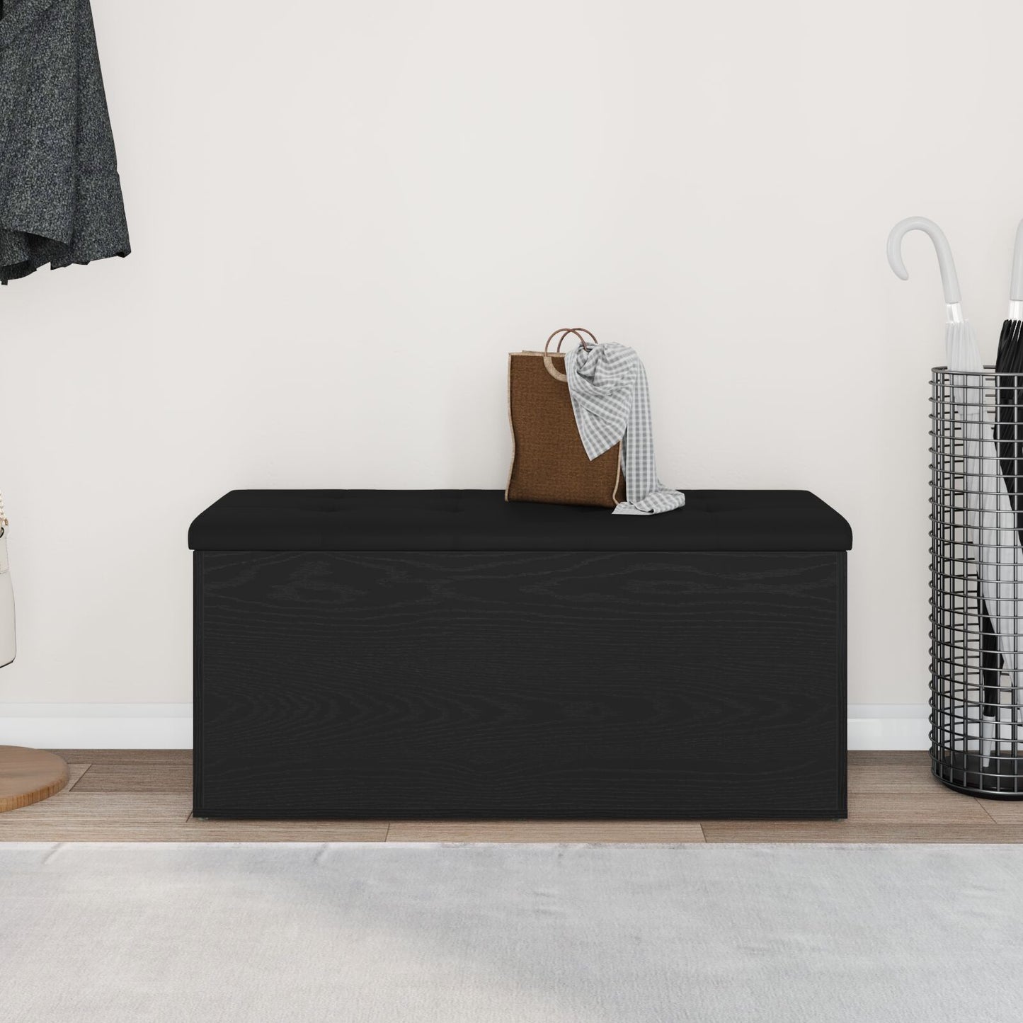 Opslagbank 100X40X45 Cm Gelaagd Hout Zwart eiken 102 x 42 x 45 cm