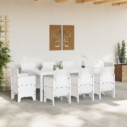 9-Delige Tuin Eetset Wit Poly Rattan