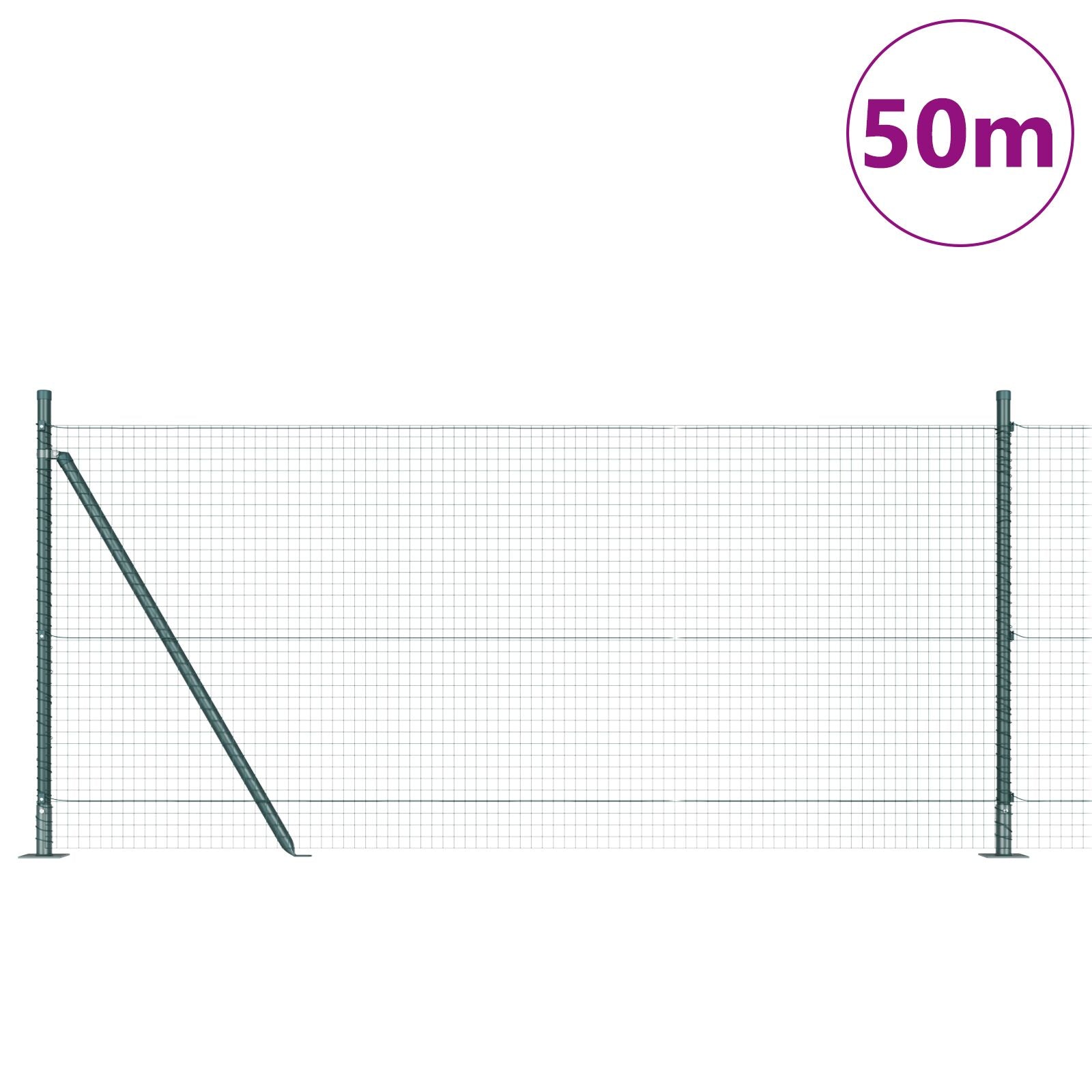 Gelaste Draadafsluiting Met 13 Flenspalen Groen 0.8X50 M Staal Gegalvaniseerd Staal