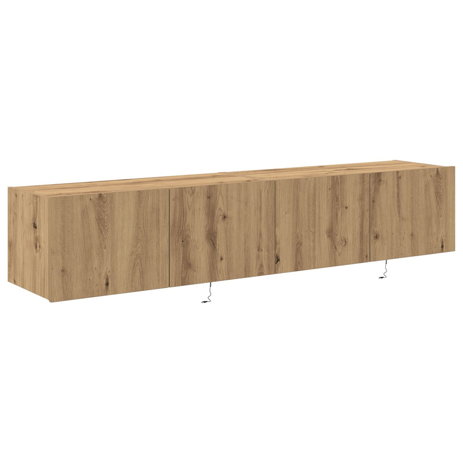 Tv Wandmeubels Met Led-Verlichting 2 Stuks Artisan Eiken 80X35X31 Cm