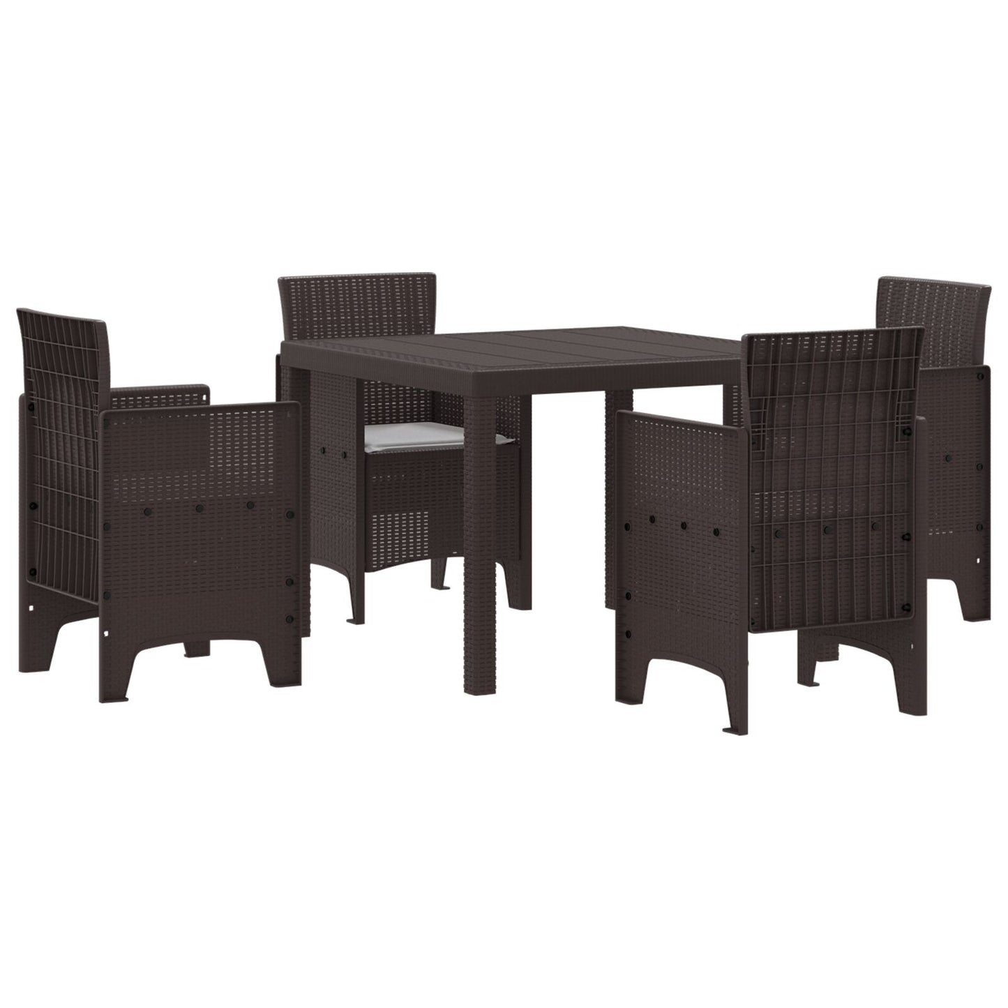 5 Delige Tuin Eetset Met Kussens Bruin Poly Rattan