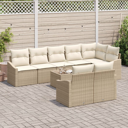 9-Delige Tuin Eetset Met Kussens Bruin Poly Rattan