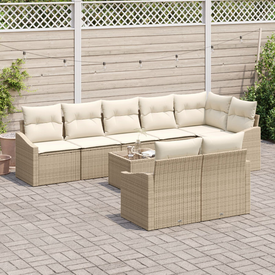 9-Delige Tuin Eetset Met Kussens Bruin Poly Rattan