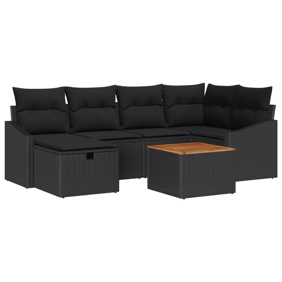 Tuin Sofa Set 7-Delig Zwart Wit