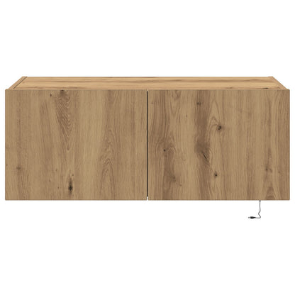 Tv Wandkast Met Led-Verlichting Artisan Eiken 80X35X31 Cm