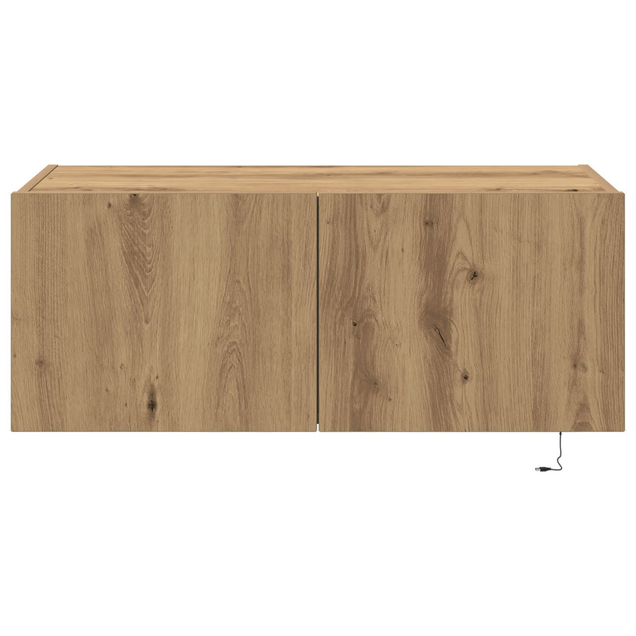 Tv Wandkast Met Led-Verlichting Artisan Eiken 80X35X31 Cm