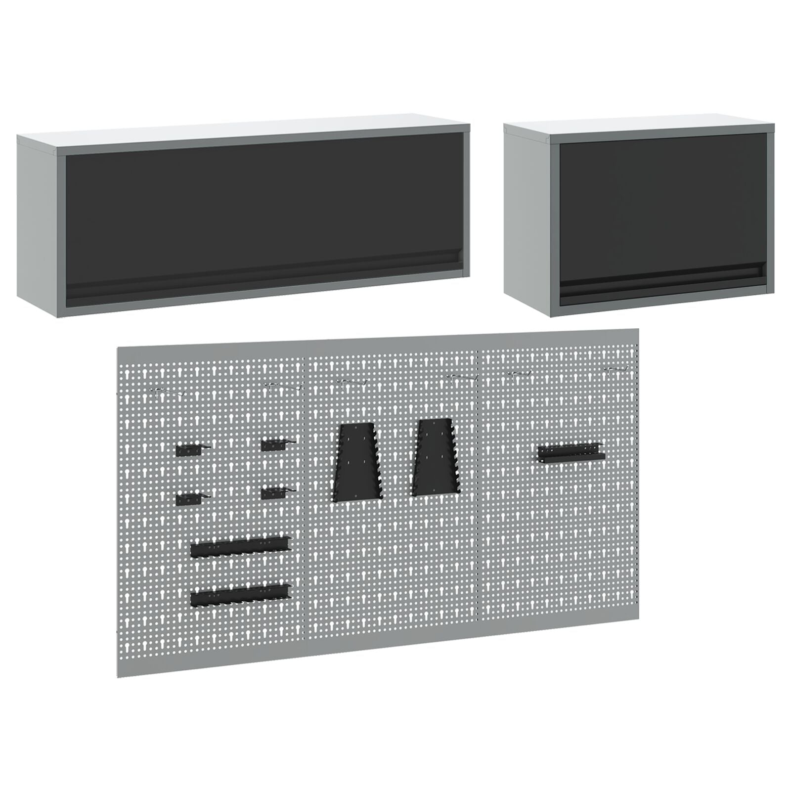 5-Delige Gereedschapskast En Pegboard Set Wandgenesteld Zwart Metaal
