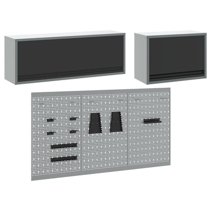 5-Delige Gereedschapskast En Pegboard Set Wandgenesteld Zwart Metaal