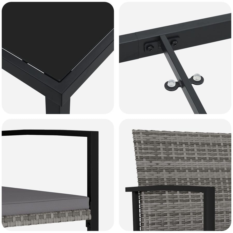 5-Delige Tuin Eetset Grijs Poly Rattan