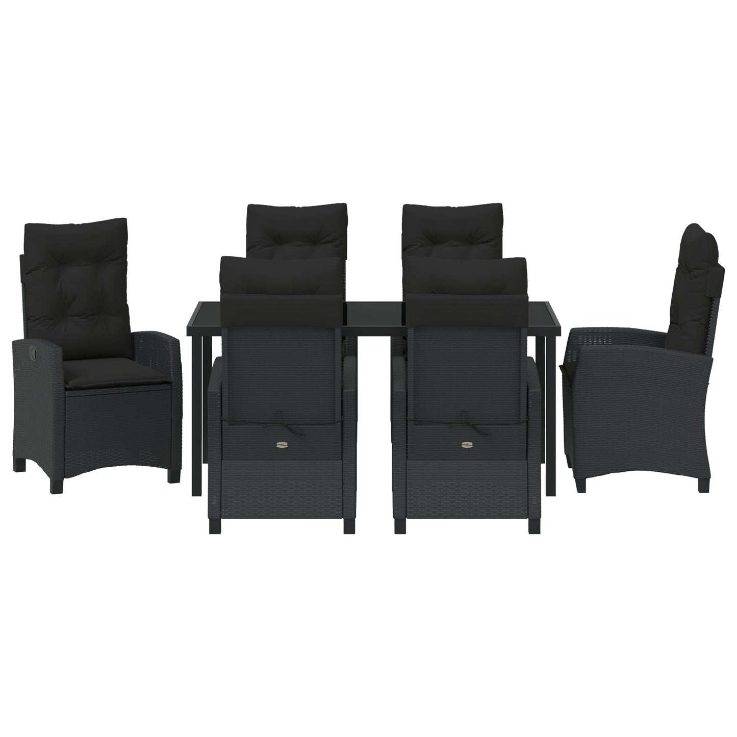 7-Delige Tuinset Met Kussens Zwart Poly Rattan