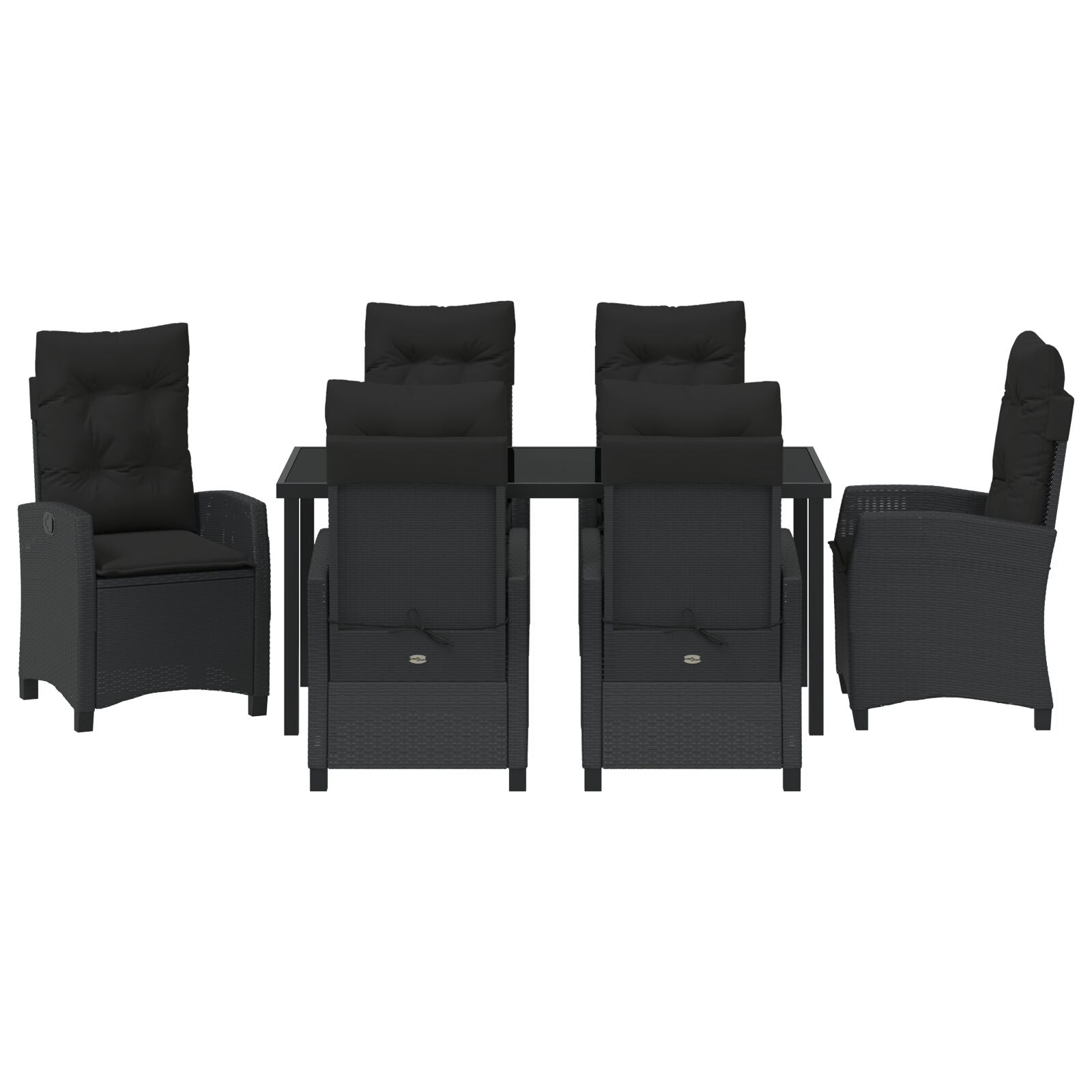 7-Delige Tuinset Met Kussens Zwart Poly Rattan