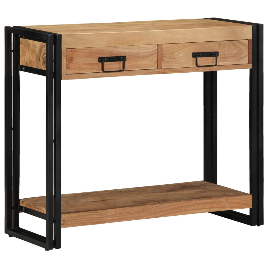 Consoletafel Zwart 90X33X75 Cm En Metaal 90 cm Massief acaciahout