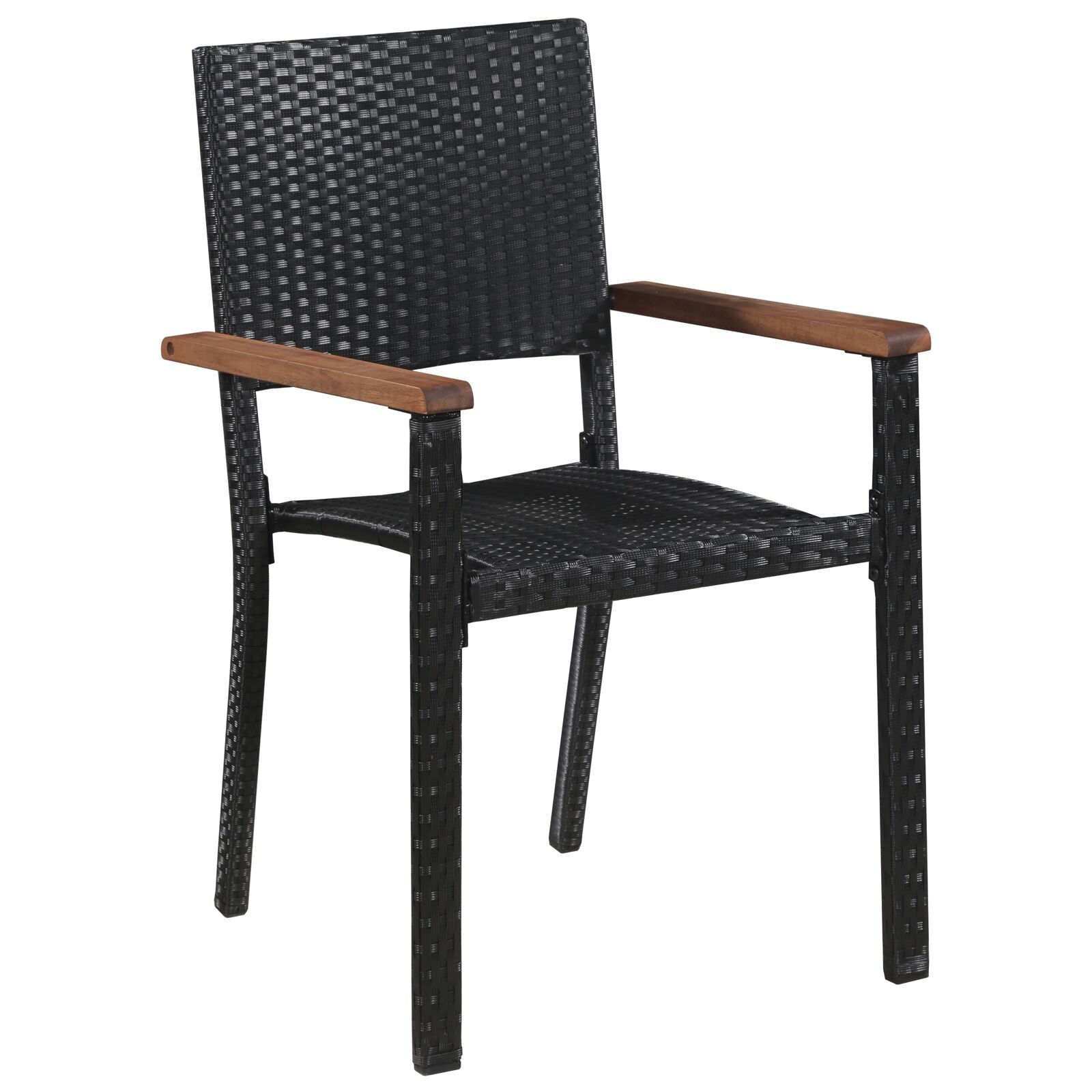5-Delige Tuin Eetset Zwart Poly Rattan