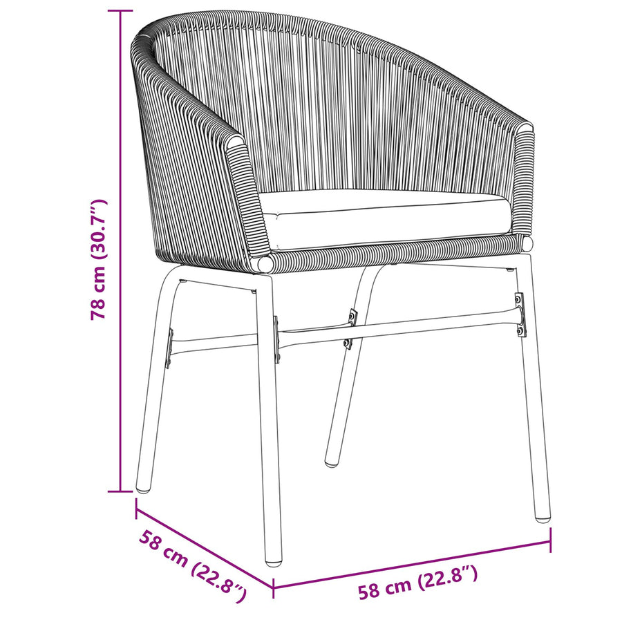 5-Delige Tuin Eetset Zwart Poly Rattan