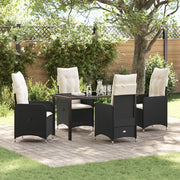 Tuinstoelen set 4 pers poly rattan zwart met kussens