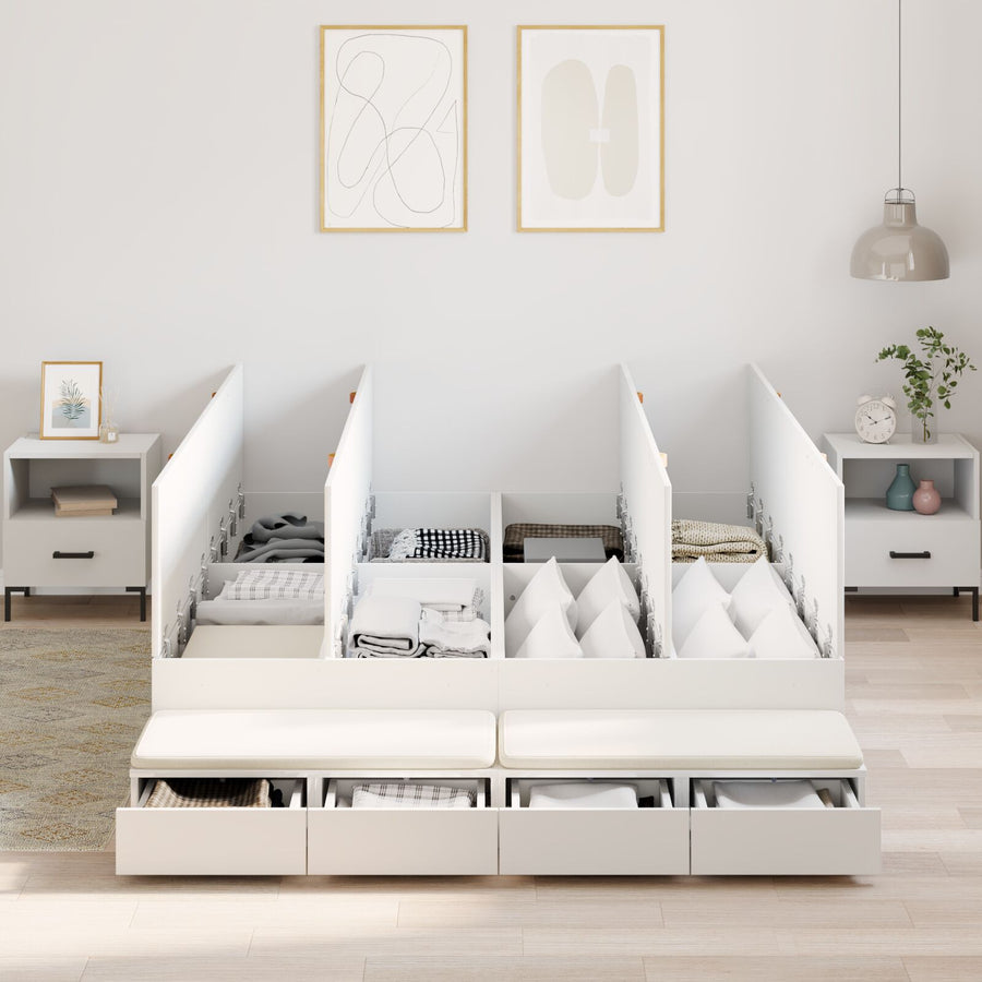 Opbergbedframe Wit 150X200 Cm Artisanaal Eiken