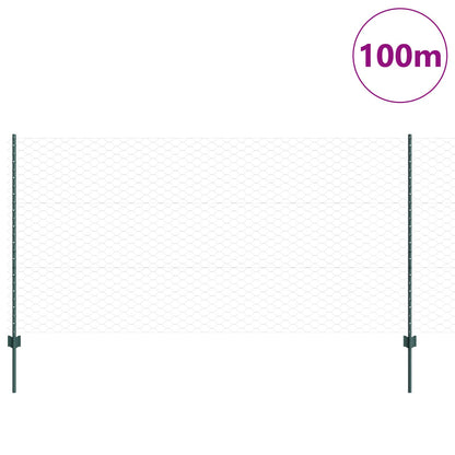 Hekpalen 11 Stuks U-Kanaal Groen 120 Cm Staal,  Zeshoekig Hek Groen 1,2X100 M Staal
