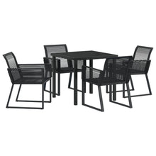 5-Delige Tuin Eet Set Zwart Poly Rattan