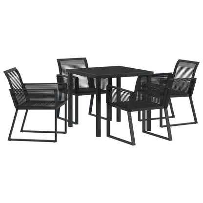 5-Delige Tuin Eet Set Zwart Poly Rattan