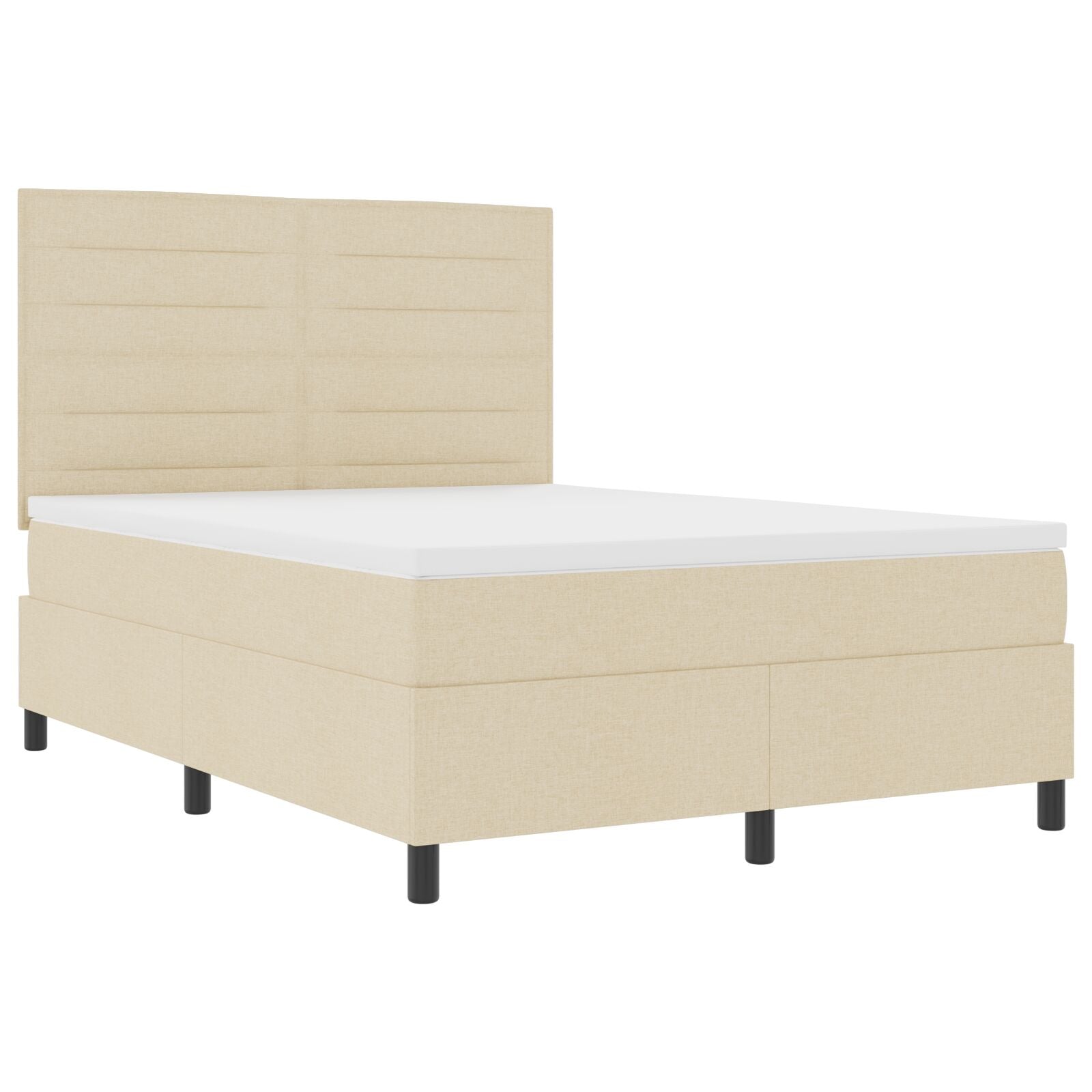 Boxspringbed Met Matras Stof Crème 140 x 190 cm Lijnen ontwerp