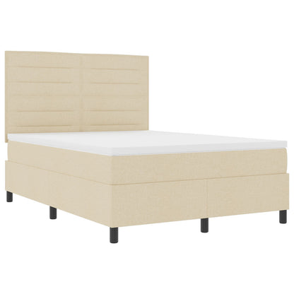 Boxspringbed Met Matras Stof Crème 140 x 190 cm Lijnen ontwerp