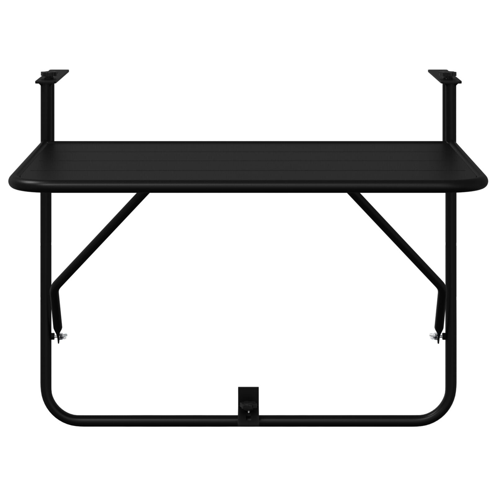 Hangende Balkon Tafel Vouwbaar 60X40 Cm Staal Zwart Latten ontwerp