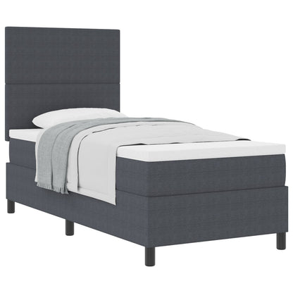 Boxspring Bed Met Matras Donkergrijs 90X200 Cm Corduroy Stof