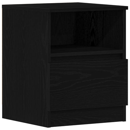 Nachtkastjes 2 Stuks Zwart Eiken 40X40X50 Cm Gelaagd Hout